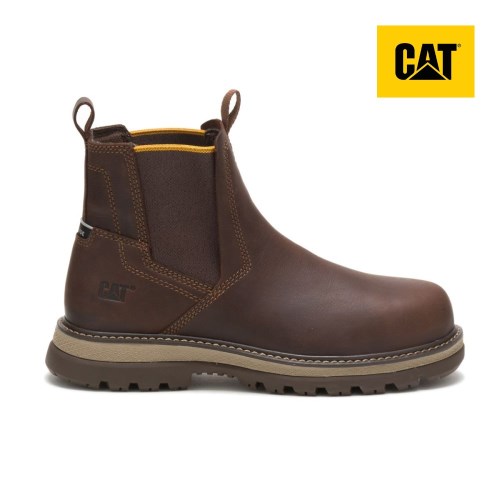 Caterpillar Fairbanks Chelsea Steel Toe Werkschoenen Heren DonkerBruin (EIBF.NL)